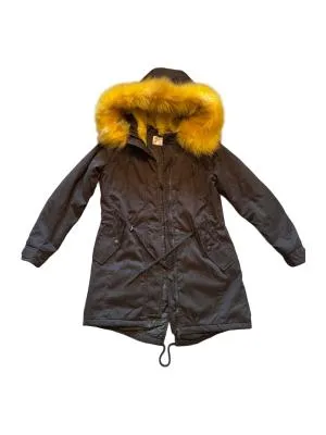 Geacă parka Regular M | Khaki, Cu glugă, Poliester