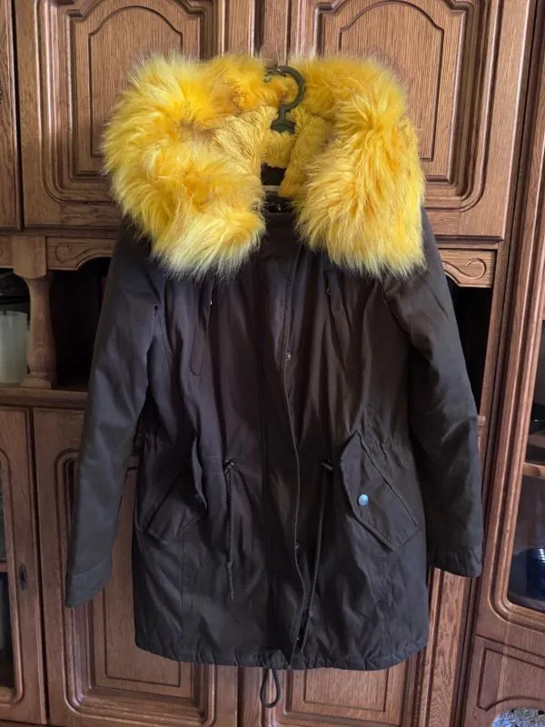 Geacă parka Regular M | Khaki, Cu glugă, Poliester - Image 2