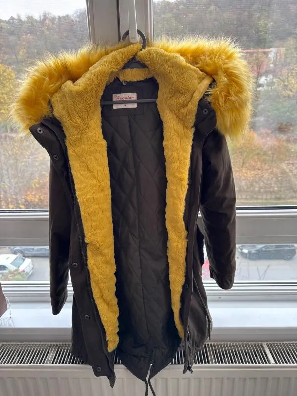 Geacă parka Regular M | Khaki, Cu glugă, Poliester - Image 4