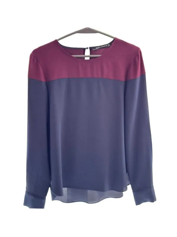 Bluză Zara S | Bleumarin, Normal, Mânecă lungă, Regular   Standard fit