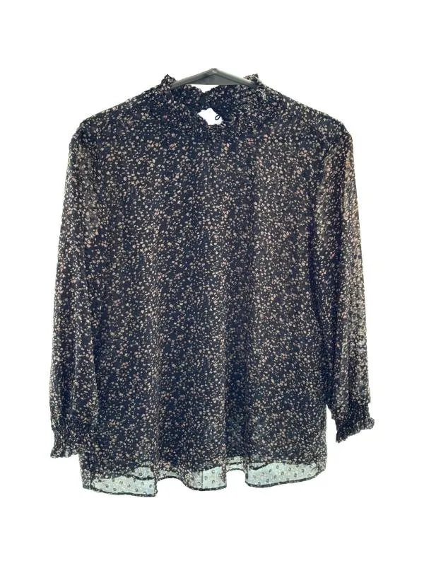 Bluză Reserved EU 38 | Negru, Normal, Mânecă lungă, Regular   Standard fit, Buline & Imprimeuri mici