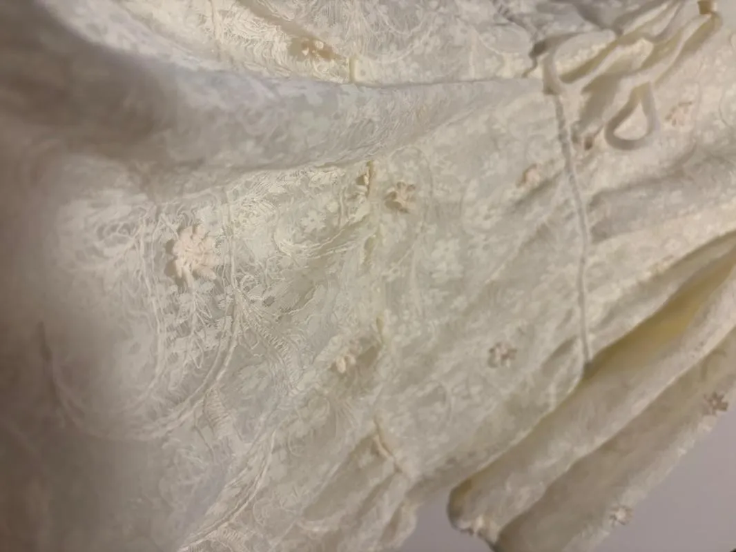 Rochie de ocazie Mini Sinsay XXL | Crem, Mânecă trei sferturi, Dantelă, Bumbac - Image 5