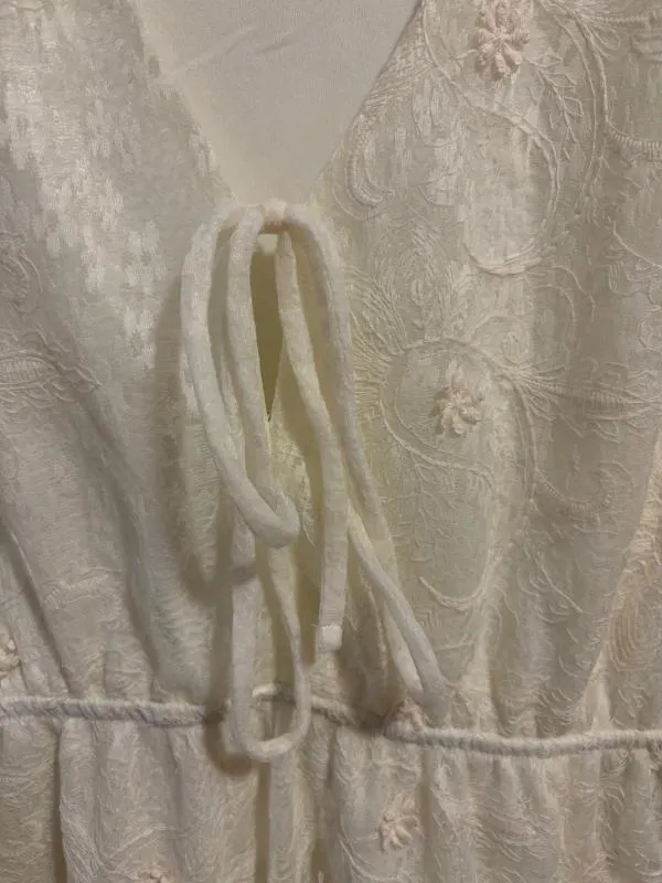 Rochie de ocazie Mini Sinsay XXL | Crem, Mânecă trei sferturi, Dantelă, Bumbac - Image 6