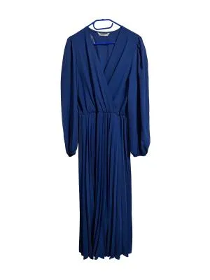 Rochie de ocazie Maxi Fervente EU 44 | Albastru, Mânecă lungă, Pliuri, Elastan