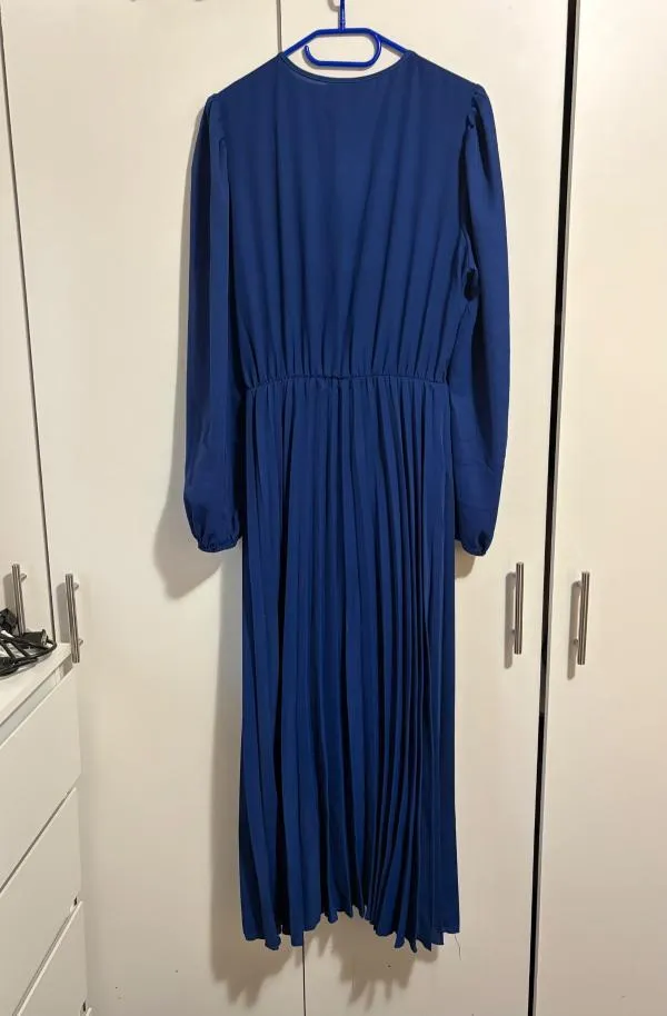 Rochie de ocazie Maxi Fervente EU 44 | Albastru, Mânecă lungă, Pliuri, Elastan - Image 3