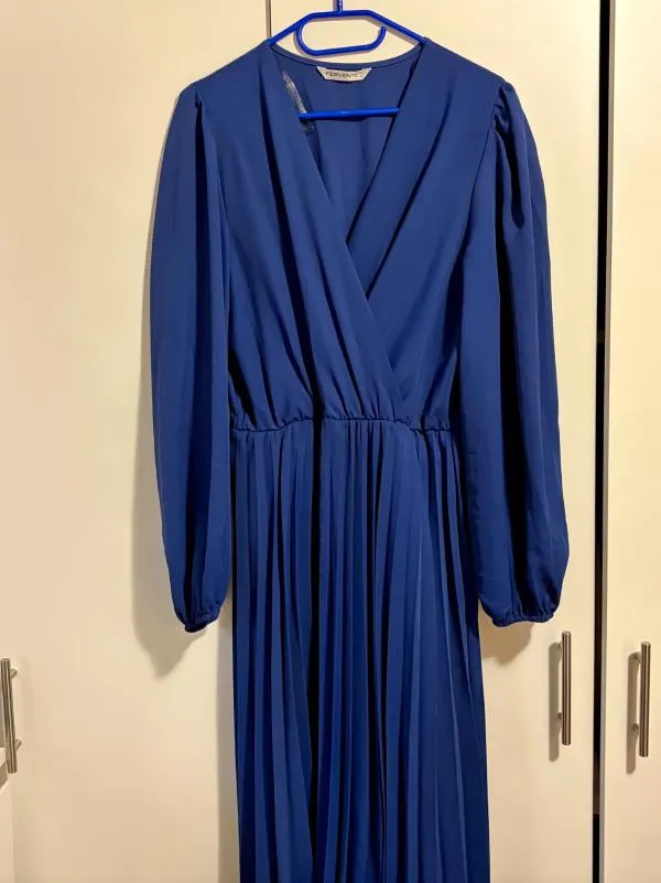 Rochie de ocazie Maxi Fervente EU 44 | Albastru, Mânecă lungă, Pliuri, Elastan - Image 2